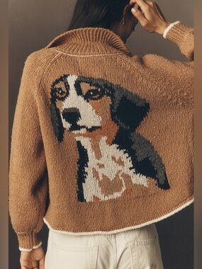 NEW. Anthropologie Jesse Dog Icon Cardigan Sweater. NWT